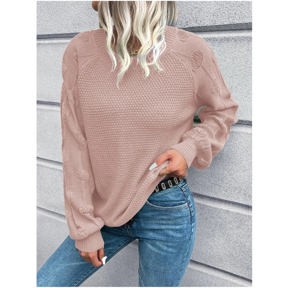 Cozy Dusty Pink Knit Oversized Sweater Top - Picture 9 of 10